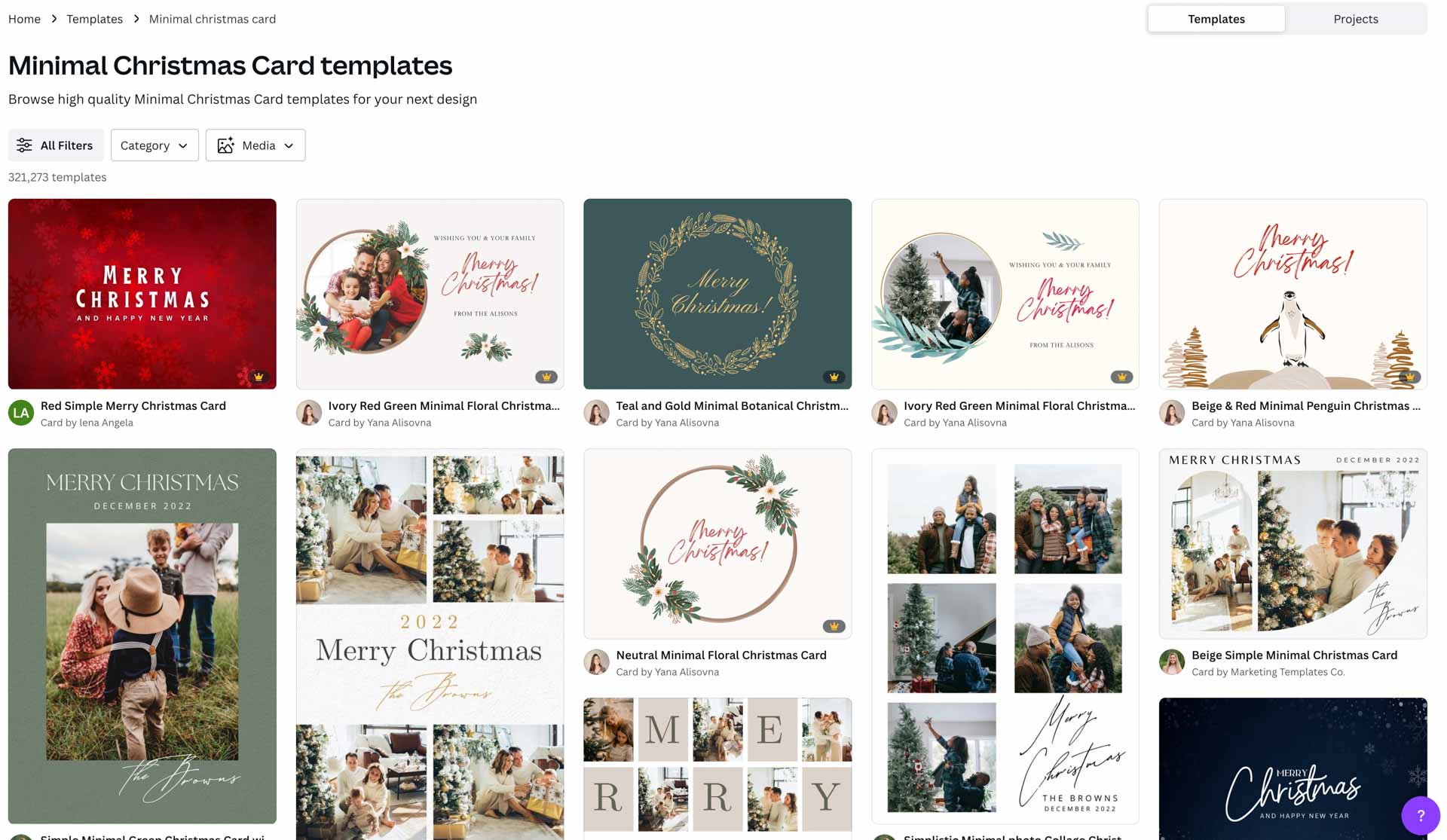 Minimal Christmas Card Templates in Canva